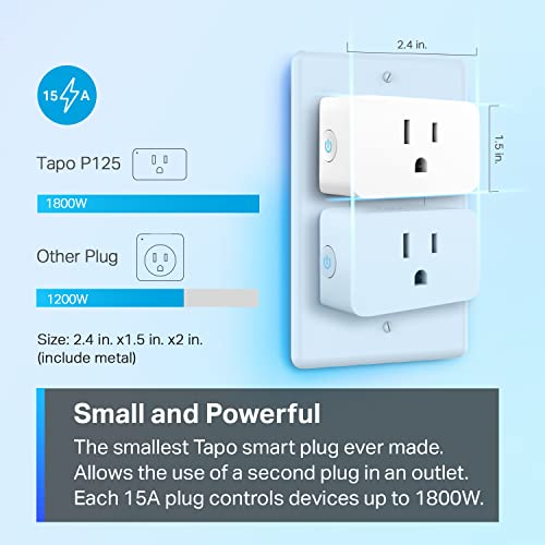 TP-Link Tapo Apple HomeKit Smart Plug Mini, Компактен дизайн, максимална мощност 15 / 1800 W, изключително лесен
