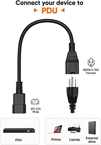 Създаване на кабела [10 бр. в опаковка] 1 Фут Стандартен кабел-адаптер за захранване на компютъра 18AWG NEMA