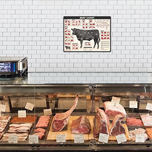 TonyMetas Знак за Говеждо месо 12x16 инча, Графика за месо, Реколта Метална Лидице Табела, Плакат за Кухня, Бар,