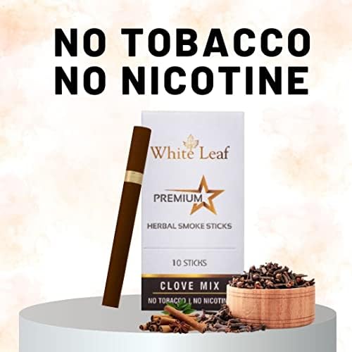 Цигари White Leaf Premium Herbal Smokes без тютюн и никотин (Clove Mix, 10 опаковки по 100 броя) - Помагат да се откажат
