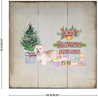 Ретро Стил от 16x16 см Коледен Дървен Палет Прекрасно Домашно Куче Коледна Елха весела Коледа на Помощ на дядо