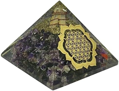 Шарвгун Пирамида от Оргонита Камък Аметист Цвете Лотос Живот Защита От Негативна Енергия Исцеляющий Crystal Скъпоценен Камък