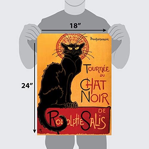 Дворецът на обучение Обиколка на Нуару Теофиля Александър Стейнлена - 1896 - Черна котка - Ретро плакат с принтом (ламиниран,