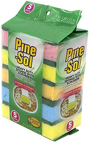 Спондж Pine-Sol за тежки условия на работа с скруббером – Опаковка от 5 броя, Двустранен | Лесно се почиства и премахва налипшую