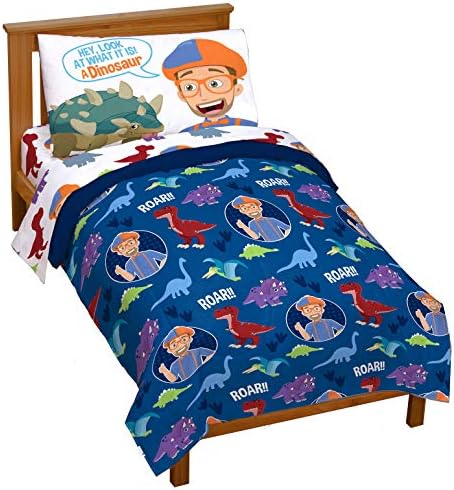Комплект спално бельо за деца Jay Franco Blippi Дино Fun от 4 теми – Супер Мек комплект спално бельо от микрофибър включва