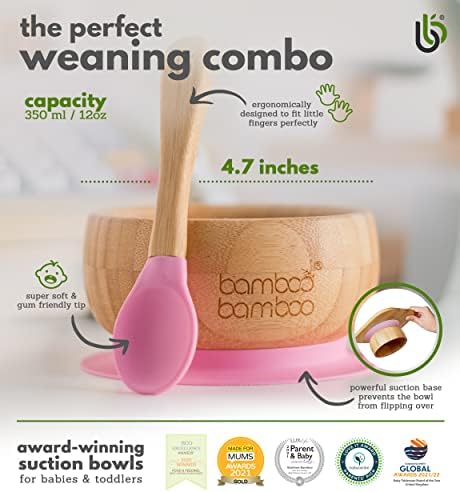 бамбук bamboo ® издънка за бебето – бамбук детска купа и комплект лъжици с подвижен силиконов вендузата за деца