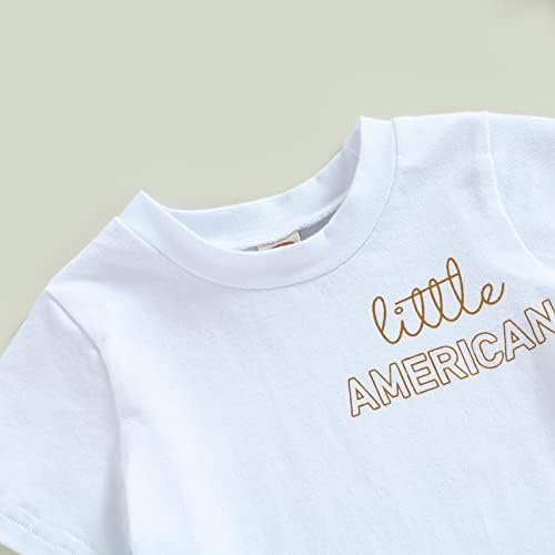 LIN & BABAY / Облекло за бебета момчета на 4 юли, Тениски с къс ръкав, Блузи, къси Панталони с американския флаг, 2 броя,