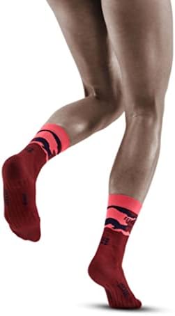 Дамски чорапи за джогинг CEP Camocloud с кръгло деколте Атлетик Performance | Чорап със средна деколте, Розово / Бушлат,