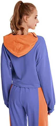 Mxrag/ Дамски Модни Блузи Y2K, Пуловер с открити Рамене, Блузи с Дълъг Ръкав, Сладък Пуловер с Цветен Блок