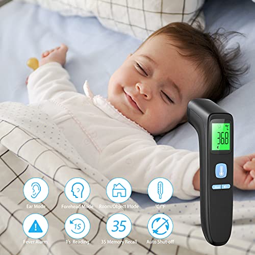 Безконтактен Термометър за челото, за бебета, деца и възрастни, Цифров Инфрачервен Термометър за измерване на температурата,