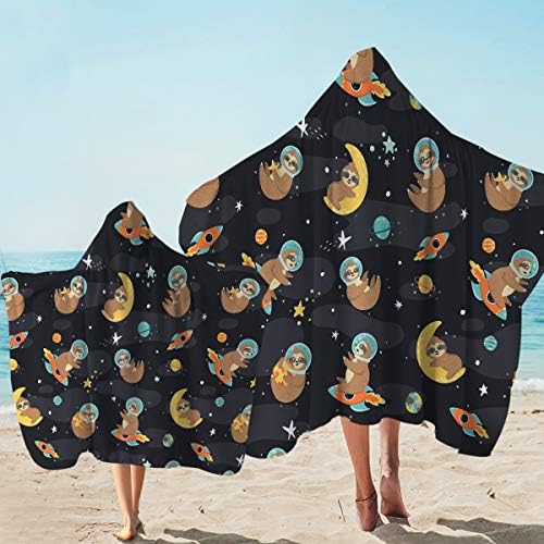 Плажна хавлия с качулка Sleepwish с хубав цветен модел Ленивца, бебешки кърпи с браншовите дърво, черна Билки, Хавлии