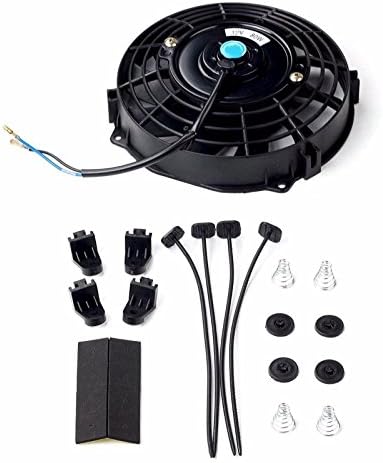 Универсален Тънък Фен Двухтактного Охлаждане на Електрически радиатор 12 80 W Комплект за закрепване (черен, 7 инча)