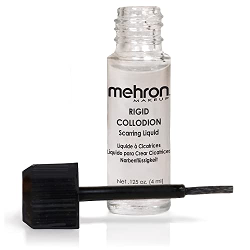 Mehron Makeup Твърд Коллодион с четка | Течност за премахване на белези | Scar Liquid | Течен Грим за белези | SFX Scar Makeup