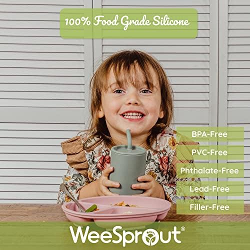 Силиконови детски чаши WeeSprout с соломинками и капаци, за избор на 4 и 8 грама, Комплект от 2 чаши за обучение на деца