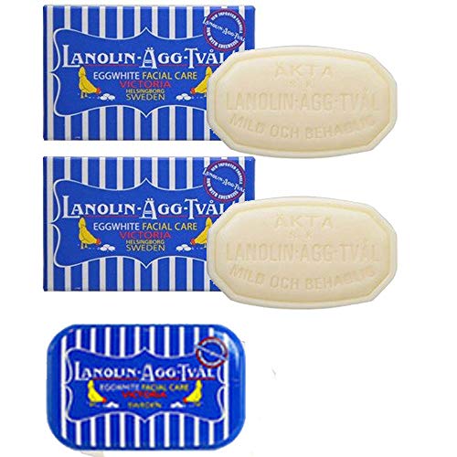 Victoria Soaps of Sweden Шведското сапун за лице с ланолин-Agg-Tval 50 g x 2 с футляром (За суха кожа / за