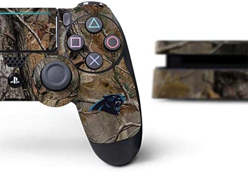 Игри кожата Skinit Decal, Съвместим с PS4 Тънък Пакет - Официално Лицензиран дизайн NFL Каролина Пантърс Realtree AP