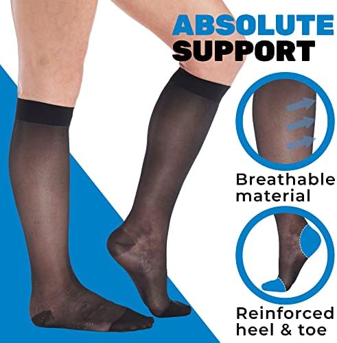 (2 двойки), Направени в САЩ - Голям размер - Прозрачни Компресия чорапи за жените, Циркулация на 15-20 мм живачен