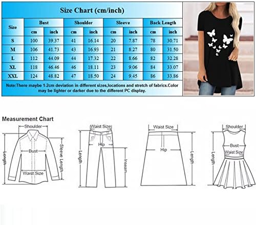 Върховете на по-Големи Размери за Жените Летни Дамски Ризи с Кръгло Деколте и Къс Ръкав и Цветна Принтом във Формата