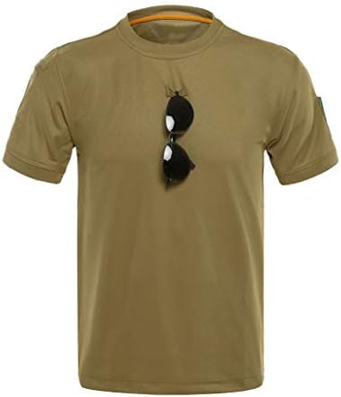 Мъжки Ежедневни Свободна Тениска Голям Размер, Модерен Тактически Еластична, Бързосъхнеща Блуза с Къс Ръкав и Кръгло