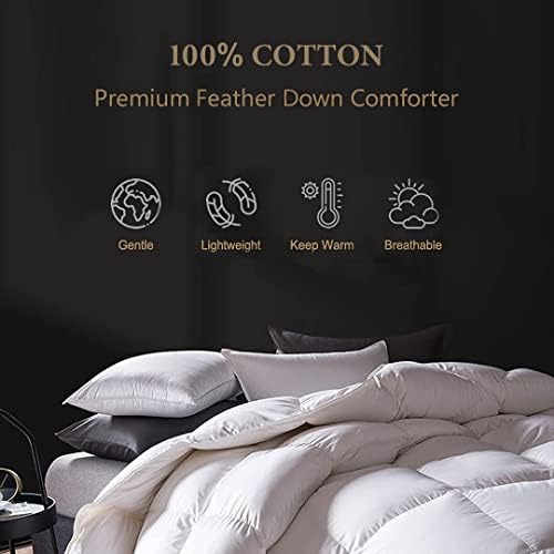 Стеганое одеяло DWR Premium Feather Down с пододеяльником - калъф от памук, средна плътност, за целогодишно спално бельо