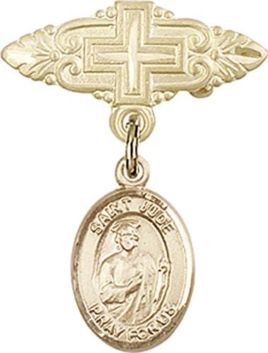 Детски икона Jewels Мания за талисман на Св. Юда Таддеуса и игла за бейджа с Кръст | Детски иконата със златен