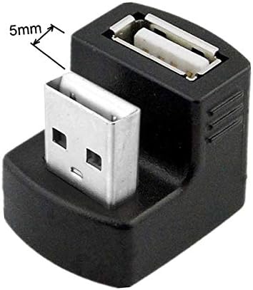 Cablecc 1 Настройка Нагоре и Надолу Ъглов адаптер USB 2.0 удължителен кабел от мъжа към жената 180 Градуса Черен