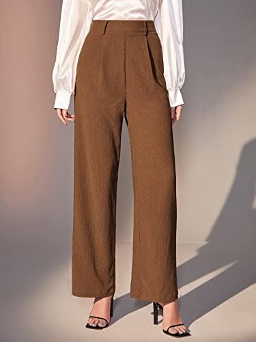 Дамски панталони EZELO с наклонена джоб, Широки панталони без колан за жени (Цвят: кафяв Размер: X-Large)