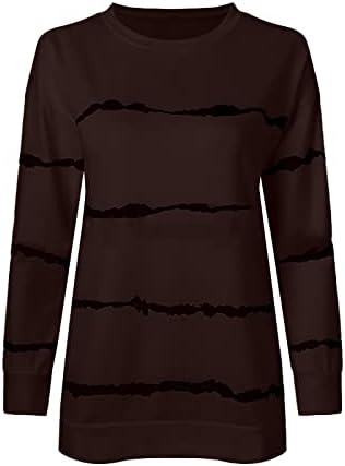 Есенни дамски ежедневни блузи с кръгло деколте и дълъг ръкав, по-големи размери, свободните пуловери с шарени