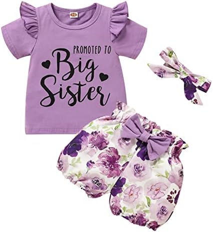 Детски дрехи с Цветен Модел за сестри за малки Момичета, Препоръчителна за Старши Сестри, Риза с Къс ръкав