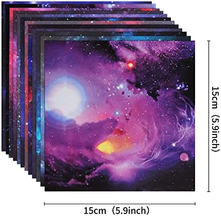 Cyodoos 100 Листа Galaxy Outer Space Набор от Хартия за Оригами 6x6 См 12 Ярки Цветове Двустранни Печатни Традиционните Модели