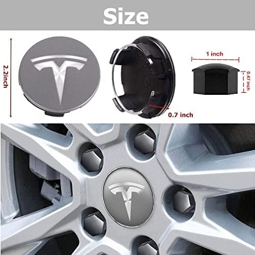 Комплект капачки централна главината на колелото Tesla Model 3, Комплект капачки на колелата Y, S & X, Капаци централна