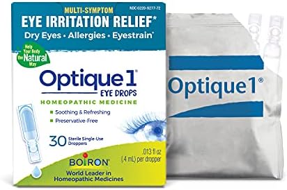 Капки за очи Boiron Optique1 без консерванти за облекчаване на дразнене на очите, сухота в очите, алергии, преумора на очите