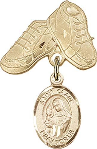 Детски икона Jewels Мания за талисман санта Клара Ассизской и игла за детски сапожек | Детски иконата със златен
