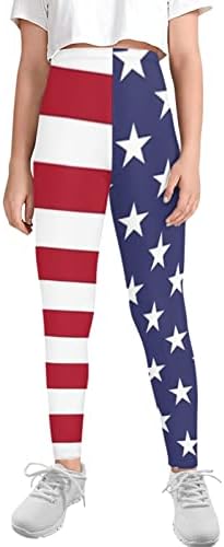 Wanyint Гамаши с Принтом Американски Флаг За Момичета, Сини, в Червената Звездна Лента, Спортни Панталони за Джогинг, Йога,