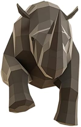 Половината от Тялото Носорог Форма на 3D Хартиен Трофей Креативна Пъзел Оригами Геометрична Хартиена Скулптура