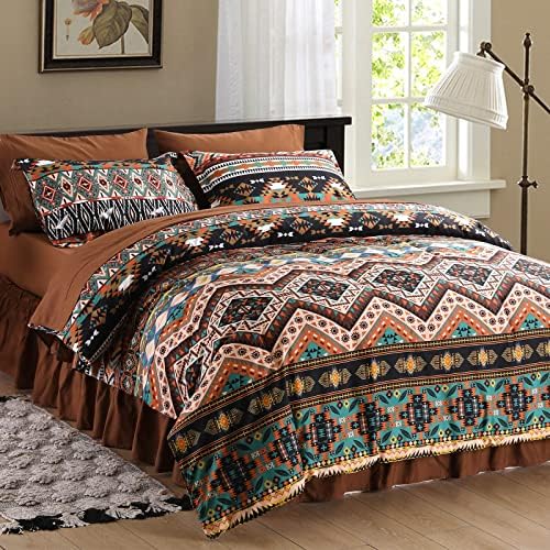 Комплекти спално бельо SexyTown Bed in A Bag размер Queen-Size, в югозападната част на стил, Шарени Комплект спално