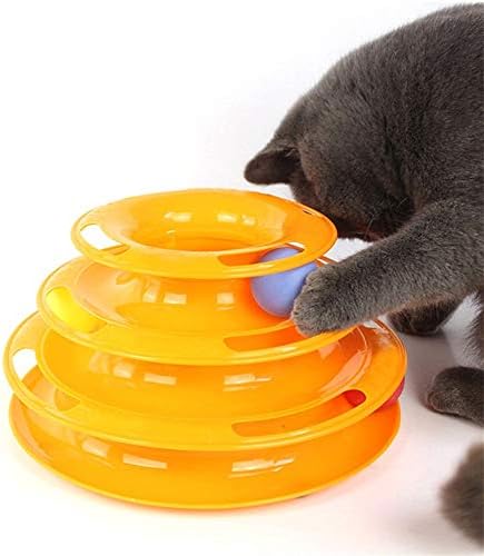 Интерактивна Трехслойная играчка-колело със спици Shi 1cat Играта на котка Интелектуалната игра laughable котка (Цвят: оранжев