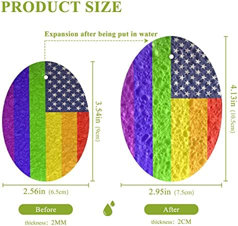ALAZA USA Американски Флаг ЛГБТ Гей Гордост Натурални Гъби Кухненски Целлюлозная Гъба за миене на съдове Баня и