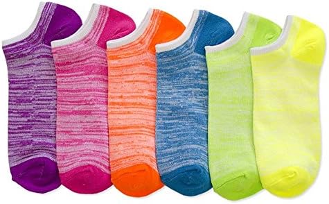 6 Чифта Женски Спортни Чорапи на Щиколотке Без показването С по-Дълбоко Деколте Неонового Цвят, Ежедневни