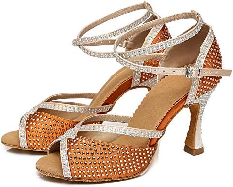 AOQUNFS Обувки За Танци балната зала С Кристали, Дамски Обувки За практикуване на Латиноамериканска Салса, YCL451