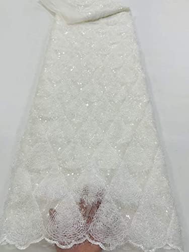 Лейси Плат за Сватбена рокля Африканска Кадифе Мека Кърпа Нигерийски Дантела 5 ярда Френски Пайети Лейси Плат