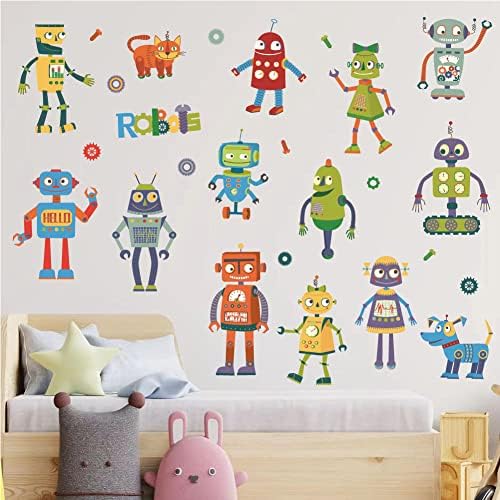 Стикери за стена с Роботи, Образователни Стикери за стена, Водоустойчиви Стикери за Класната Стая, Декорация на стените