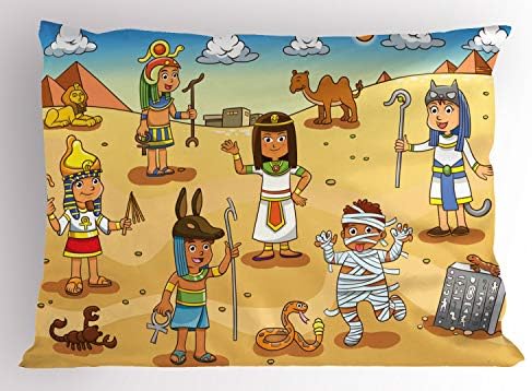 Имитация на Анимационни възглавници Ambesonne, Исторически Символи на Египет с образа на Пирамидите, на Мама крал