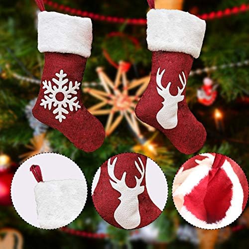 NEPAK, 5 Опаковки, Красиви Коледни Чорапи, Снежен човек, Дядо коледа, Северен Елен, Снежинка, за декор Коледно парти, Голям Размер