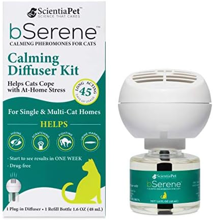 Успокояващ разтвор с феромони bSerene за котки | Стартов комплект за 45 дни: Взаимозаменяеми дифузер + зареждане