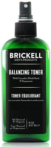 Балансиращ Тоник Brickell Men ' s за мъже, Натурални, Не съдържа Алкохол Краставица, Мента Тоник за лице с гамамелисом,