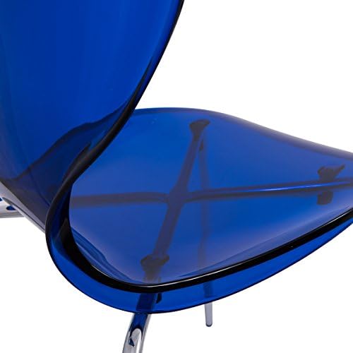 Модерните прозрачни трапезни столове LeisureMod Oyster, комплект от 2 (прозрачен синьо)