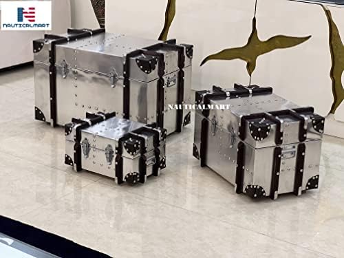 Нови Авиаторские Сандъци за съхранение, сандъци за съхранение от ПДЧ / алуминиев лист с колани (комплект от 3 броя)