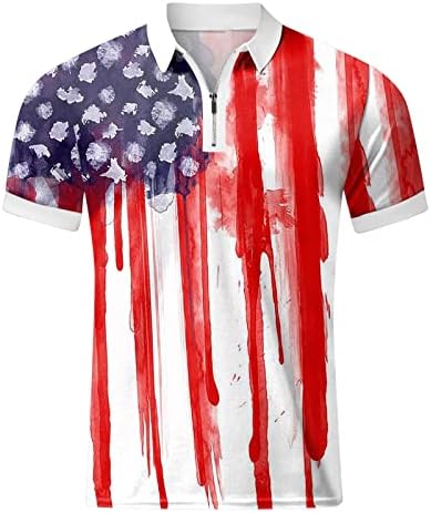 Мъжки Ризи Поло с Флага на сащ, Патриотическая Тениска на 4 юли, Лятна Ежедневни Свободна Тениска с Къси Ръкави,