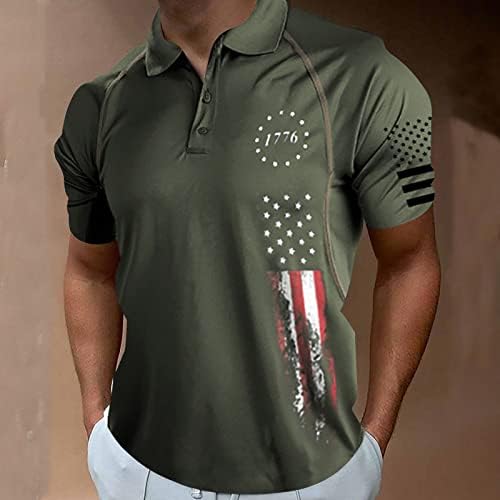 Мъжки ризи Поло с Флага на САЩ, Патриотични Фланелки на 4 юли, Летен Ежедневни Ризи с Къси Ръкави, Реколта Топка за Голф